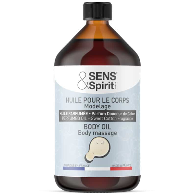 Huile de modelage Douceur de coton 500 ml – Sens & Spirit
