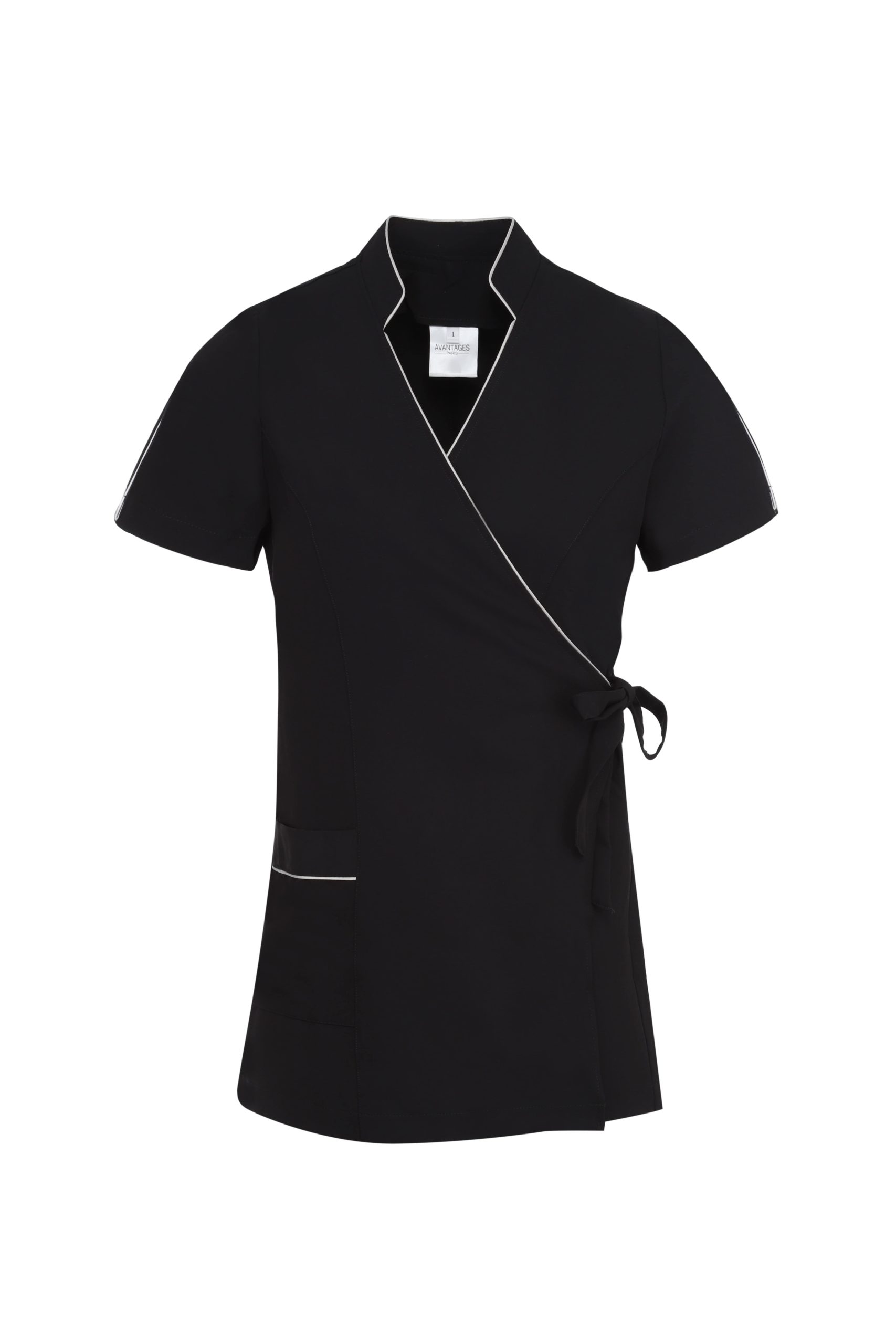 Blouse esthétique Croisée DESIR Noire PP Blanc
