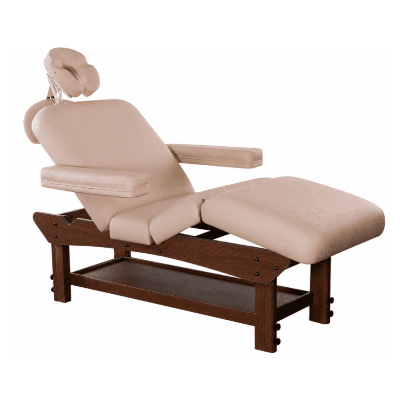 FAUTEUIL DE SOIN ET MASSAGE en Bois et Cuir beige