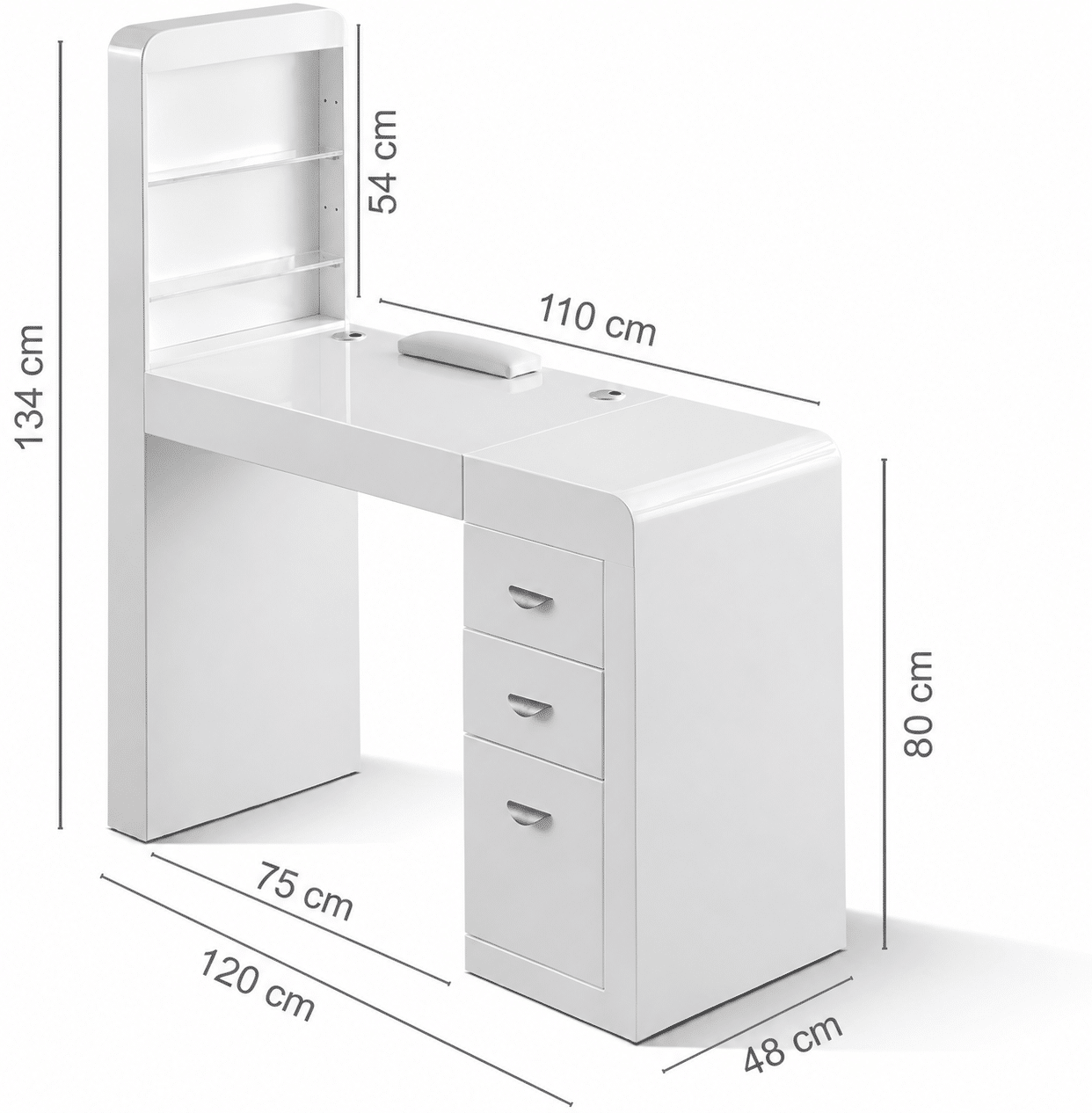 TABLE DE MANUCURE AVEC ETAGERES DE PRESENTATION – Image 2
